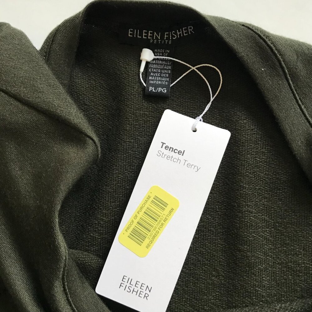NWT Eileen Fisher Tencel Stretch Terry Dress Womens Large P Petite LP Green NEW - Picture 2 of 11